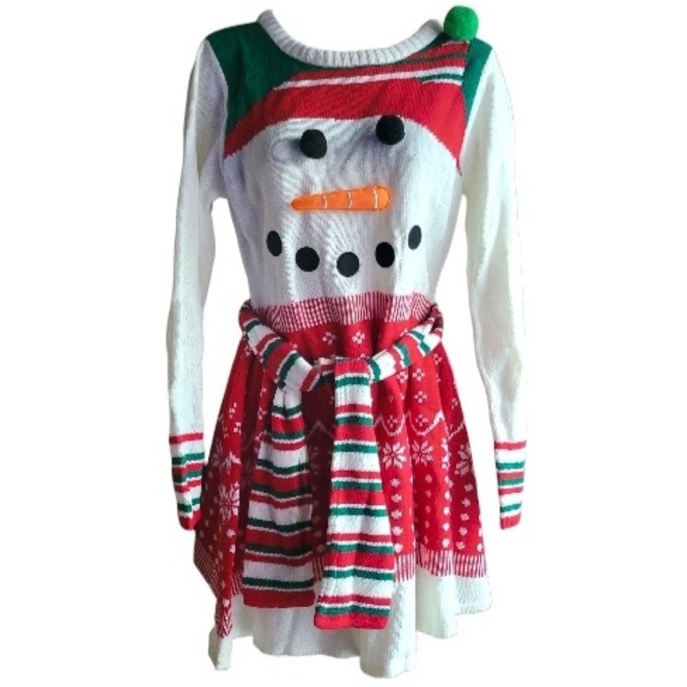 NEW Women's Snowman Themed Xmas Sweater Dress Size M
